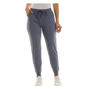 Venta al por mayor nuevo diseño 100% algodón sólido color liso Jogger para mujeres cordón elástico cintura transpirable pantalones de chándal para mujeres - Product Image 1