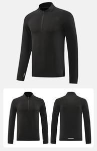 Camiseta Deportiva Informal para Hombre, de Color Sólido, Manga Larga, Cálida, con Estampado Personalizado, Media Cremallera, Cuello Alto, Secado Rápido - Product Image 5