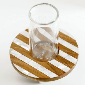 2025 nuevo diseño clásico rústico madre de perla conjunto de posavasos elegante posavasos para servir - Product Image 3