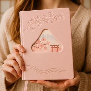 <span class=keywords><strong>Carnet</strong></span> LABON Sakura Mont Fuji, couverture en PU rose, journal <span class=keywords><strong>de</strong></span> style japonais, design découpé, fleurs <span class=keywords><strong>de</strong></span> cerisier en relief, journal OEM - Product Image 6