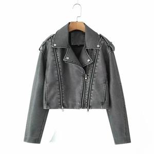 Chaqueta de Motociclista de Cuero Sintético con Efecto Desgastado, Diseño Premium 2026, Primavera-Verano, Shorts para Mujer - Product Image 6