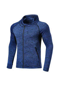 Sweat-shirt à capuche à motif uni pour homme, pull à capuche compressif en tissu tricoté, logo frontal, vêtement d'automne - Product Image 3