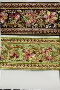 Custom Made <b>Gold</b> Zari Embroidered <b>Ribbons</b> & Laces Organza Fabric in Two Colours for Wedding Dresses Various Designs - Product Image 6