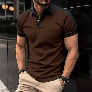 Camiseta de manga corta de alta calidad para hombre, transpirable, elegante, informal, nueva colección de verano, cuello sencillo, patrón sólido - Product Image 1