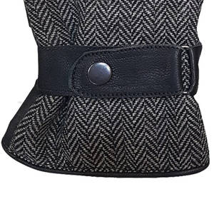 Gants d'hiver en laine tweed, cuir de qualité supérieure, par temps extrêmement froid, fabricant en gros OEM, gants d'hiver noirs pour hommes - Product Image 4