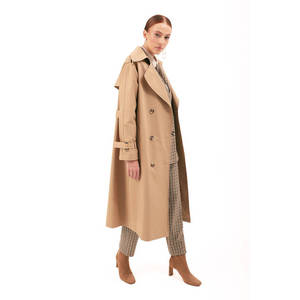 Abrigo de Gabardina Clásico Camel para Otoño - Product Image 1
