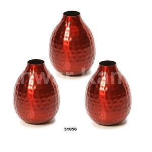 Juego de 3 jarrones metálicos de 4,5 pulgadas de alto, acabado rojo, decoración floral contemporánea para espacios de vida elegantes, florece en armonía - Product Image 1
