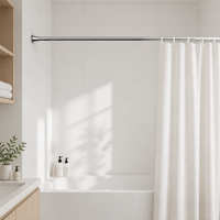 Tringle de Douche Télescopique en Acier Inoxydable, Barre à Tension Réglable, Sans Perçage, Résistante à la Rouille pour Salle de Bain