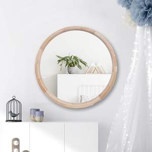 <b>Round</b> <b>Mirror</b> 24 Inches <b>Wood</b> Wall Decorative Circle <b>Mirror</b> Nature Big Bathroom Large Vanity <b>Mirror</b> Farmhouse - Product Image 4