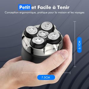 Rasoir électrique rechargeable pour homme, tête rotative, tondeuse à barbe, rasoir pour le visage et le corps, étanche à l'eau, utilisable en mode humide/sec, indice d'étanchéité IPX7, adapté à une utilisation en camping-car - Product Image 3