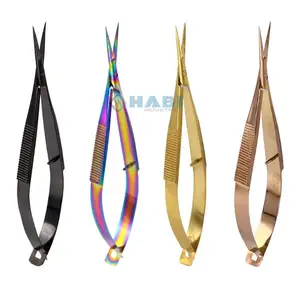 Supplier of curved blade cuticle spring scissors 4 pieces titanium spring action scissor all color and size available