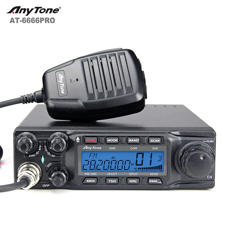 Rádio Anytone Original AT-6666PRO 80Watt AM FM SSB CB de alta qualidade para caminhão e carro, atualização de alta qualidade para comunicação