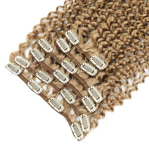 Extensiones de Cabello Humano Virgen 9A con Clip, 8 Pulgadas, Rizado Jerry, 1B Rubio Bronceado - Product Image 2