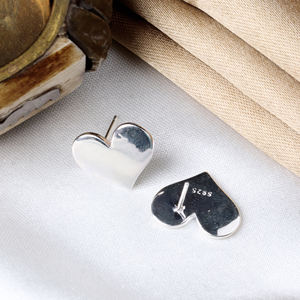 Trendy Solid 925 Sterling <b>Silver</b> <b>Heart</b> Shaped <b>Stud</b> <b>Earring</b> Handmade Designer Jewelry for Women's Wedding Gift Direct Wholesaler - Product Image 3