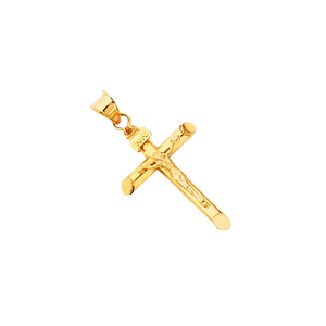 14k Yellow <b>Gold</b> Plated Children's Zircon INRI Catholic Christian <b>Crucifix</b> Cross <b>Pendant</b> Classic Designer Fashion Jewelry - Product Image 3