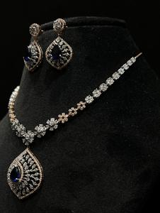 สร้อยคอเพชรสีทอง14K & 18K ชุดเพชรธรรมชาติแท้พร้อมต่างหูหินสีเครื่องประดับงานทำมือ - Product Image 2