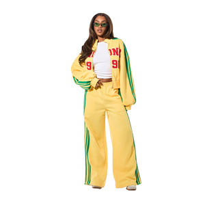 Conjunto Deportivo Informal de Felpa Francesa para Mujer, con Bordado, Estampado, Cremallera, Sudadera Corta Transpirable, Pantalones Deportivos, 100% Algodón - Product Image 2
