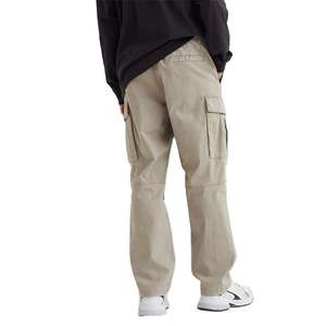 Pantalon Cargo en coton polyester pour hommes noirs avec poche latérale et logo personnalisé coupe décontractée durable en plein air - Product Image 1