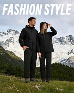 ชุดกันฝนฤดูหนาวแบบลำลองสำหรับผู้ชายและผู้หญิง ระบายอากาศได้ดี น้ำหนักเบา มีฮู้ด พร้อมกางเกง แบบกลับด้านได้ เป็นมิตรกับสิ่งแวดล้อม สีพื้น - Product Image 5