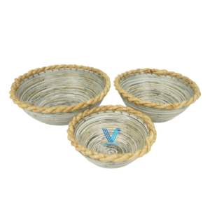 Bol en bambou filé écologique mélange jacinthe d'eau bol de service fait main vaisselle rustique accessoires de salle à manger - Product Image 4