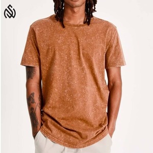 Camiseta Vintage lisa con lavado ácido para hombre, ropa de verano de gran tamaño con hombros caídos, camisas transpirables de alta calidad en stock a granel 2025 - Product Image 4