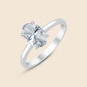 Bague Dusky en or rose 14 carats massif avec diamant de laboratoire taille ovale Aster de 1,00 carat F-VS, cadeau d'anniversaire de mariage - Product Image 1