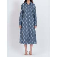 Robe midi boutonnée à manches longues XS-XXL, élégante, décontractée, style bureau, unie, 100% coton, lavable, taille naturelle, coupe ajustée, printemps