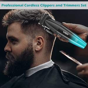 Kit de barbier sans fil professionnel pour hommes, kit de coupe de cheveux à lame en T à écartement zéro, lame en céramique, tondeuse à cheveux à piles US - Product Image 5