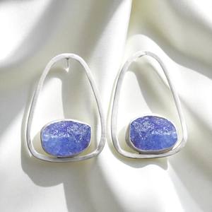 Rough Tanzanite Gemstone Sterling <b>Silver</b> <b>Drop</b> <b>Earrings</b> Customized Designer Women <b>Earrings</b> Birthstone Wholesale Jewelry - Product Image 1
