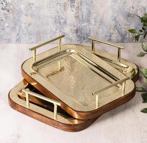 Wholesale Arabic Style Wood <b>Serving</b> Tray <b>Bowl</b> for Ramadan Chocolate & Dessert Gold & <b>White</b> Finish for Diwali - Product Image 2