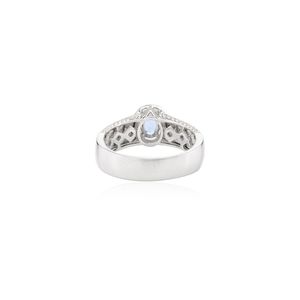 100% naturel bleu saphir diamant bague de fiançailles de luxe 18K solide or blanc sur mesure pour les mariages fêtes Design classique - Product Image 5