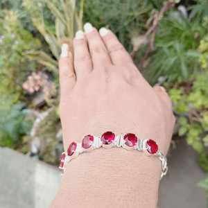 Pink Rubellite Gemstone Charm <b>Bracelet</b> Adjustable Sterling Silver Beaded Boho Jewelry Gift for Women Elegant GIA Certified - Product Image 5