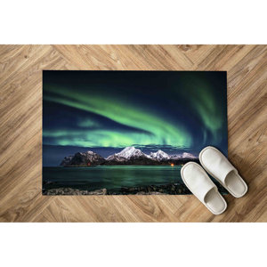 Alfombra Estampada Aurora - Diseño de Aurora Boreal para Decoración del Hogar, Alfombra Delgada No Tejida - Product Image 5