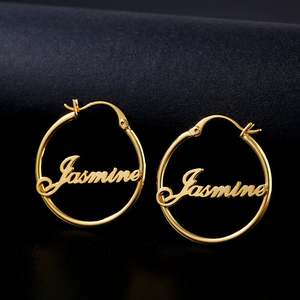 Boucles d'oreilles créoles personnalisées Jeulia Best Wishes en argent sterling avec placage or rose et perle - Product Image 5