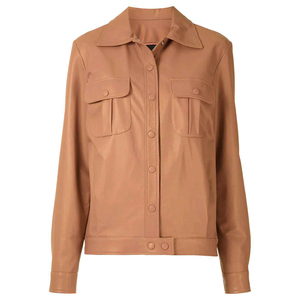 Nueva temporada de invierno 2025-26, ropa informal de moda para mujer, chaqueta de cuero marrón caramelo genuino, venta al por mayor, chaqueta de cuero personalizada - Product Image 5