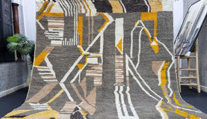 Tapis marocain en laine nouée à la main d'excellente qualité pour le tapis géométrique de salon pour le tapis de salle à manger - Product Image 6