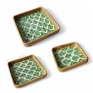 Bandeja Artesanal Ecológica de Nácar con Ratán para Servir y Exhibir Alimentos en el Hogar - Product Image 2