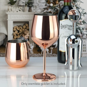 Verre à vin en acier inoxydable Divris 300 ml, design moderne et minimaliste, gobelet à long pied rond pour les fêtes - Product Image 4