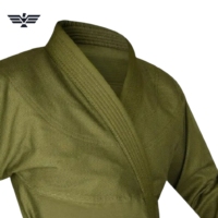 Uniforme de Judo Verde Oliva para Adultos, Unisex, Algodón/Poliéster, Corte Regular, Transpirable, Ligero, 220g, Conjunto de Ropa para Artes Marciales