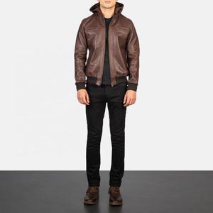 Chaqueta de motorista de piel de oveja Vintage personalizable para hombre, bombardero vaquero bordado de invierno, cierre de cremallera con cuello en V, equitación informal al aire libre - Product Image 6