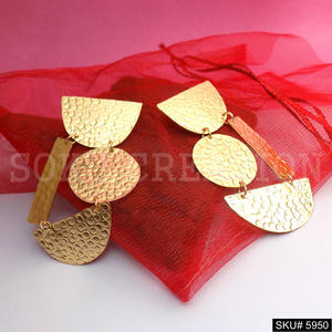 Boucles d'oreilles pendantes et tombantes SOKU pour femme, plaquées or, faites à la main, design tendance, pour anniversaire - SKU5950 - Product Image 1