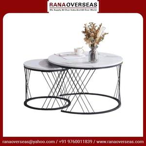 โต๊ะหินอ่อนทรงกลมพร้อมกรอบโลหะสีดำมาใหม่โต๊ะกาแฟแบบโมเดิร์นสำหรับใช้ในบ้านในราคาที่ดี - Product Image 2