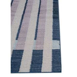 Checkers Grey & Black Flat Weaves Wool Kilim <b>Rugs</b> Handmade Striped Rectangle for Bedroom and Living Room ADWL-13138 for Teens - Product Image 4