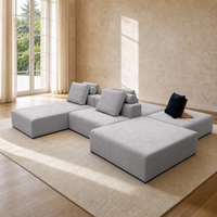 Canapé modulaire Chesterfield en cuir véritable moderne, garnissage en éponge, grand canapé sectionnel, taille personnalisée pour salon, hôtel, villa