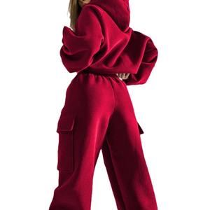 Conjunto Deportivo de Punto para Mujer, Sudadera con Capucha y Pantalones Holgados, Estilo Urbano, para Otoño e Invierno, Deportes y Ocio - Product Image 5
