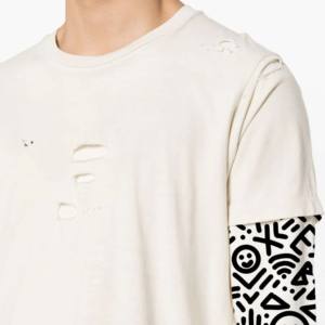 T-shirt imprimé double couche à sublimation personnalisée T-shirt 100% coton de jogging délavé à l'acide pour hommes - Product Image 4