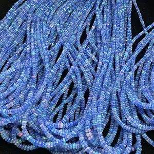 3mm 4mm 5mm Natural Tanzanite Blue Ethiopian Opal Stone Smooth Rondelle Gemstone Beads Strands Real Stones Semi Precious AAA DIY