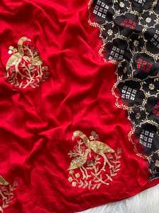 ผ้าจอร์เจียที่สวยงามพร้อมเลื่อมสำหรับผู้หญิงส่าหรีทำงานแฟชั่นจากอินเดีย - Product Image 3