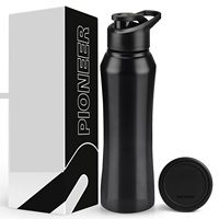 Bouteille d'eau en acier inoxydable, boîte noire, capacité personnalisable, design moderne et luxueux, unisexe, durable, sans frais supplémentaires