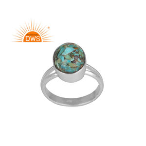 Dernières tendances bague en argent sterling fin naturel Boulder Turquoise pierre précieuse bague fendue fabricant de bijoux personnalisés - Product Image 1